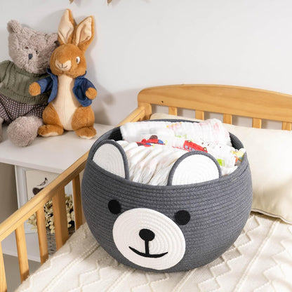 Baby Basket for Gifts Empty, Cute Bear Design, Light Brown