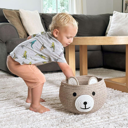 Baby Basket for Gifts Empty, Cute Bear Design, Light Brown