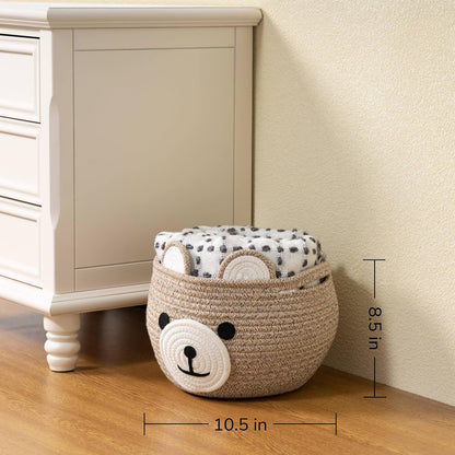 Baby Basket for Gifts Empty, Cute Bear Design, Light Brown