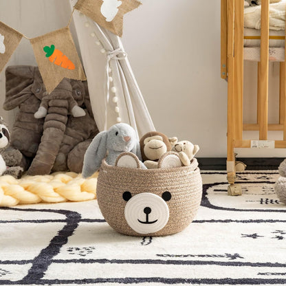 Baby Basket for Gifts Empty, Cute Bear Design, Light Brown