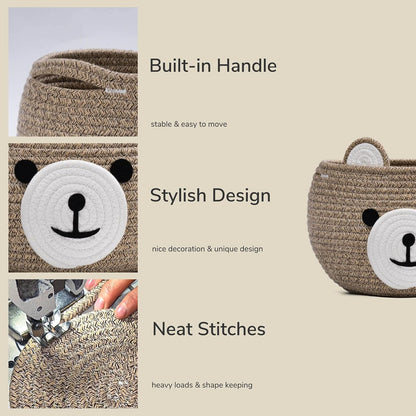 Baby Basket for Gifts Empty, Cute Bear Design, Light Brown