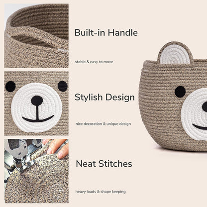 Baby Basket for Gifts Empty, Cute Bear Design, Light Brown