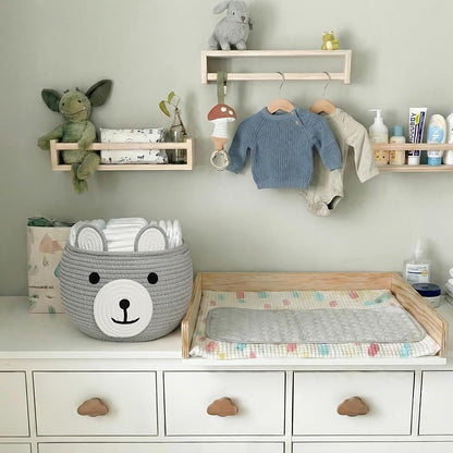 Baby Basket for Gifts Empty, Cute Bear Design, Light Brown