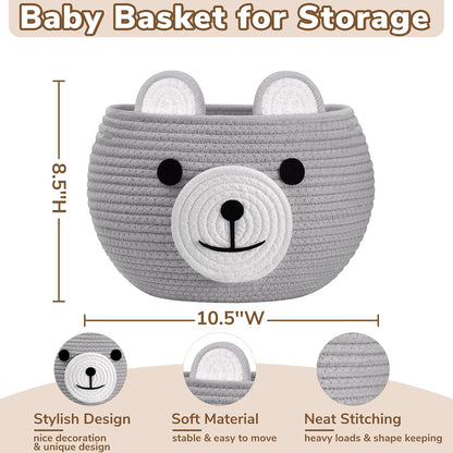 Baby Basket for Gifts Empty, Cute Bear Design, Light Brown