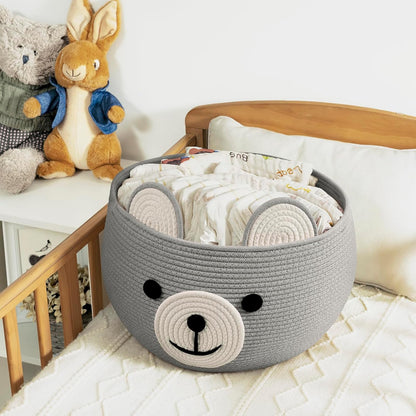 Baby Basket for Gifts Empty, Cute Bear Design, Light Brown