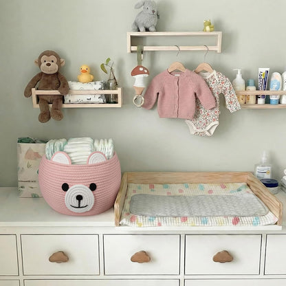 Baby Basket for Gifts Empty, Cute Bear Design, Light Brown