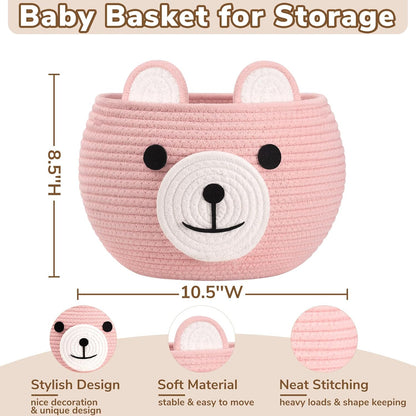 Baby Basket for Gifts Empty, Cute Bear Design, Light Brown