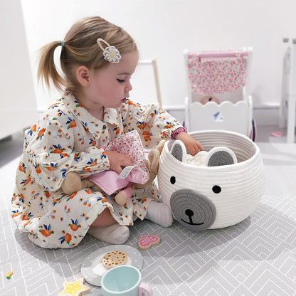 Baby Basket for Gifts Empty, Cute Bear Design, Light Brown