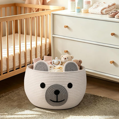 Baby Basket for Gifts Empty, Cute Bear Design, Light Brown