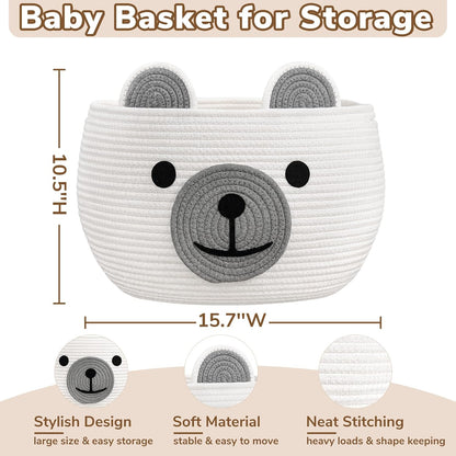 Baby Basket for Gifts Empty, Cute Bear Design, Light Brown