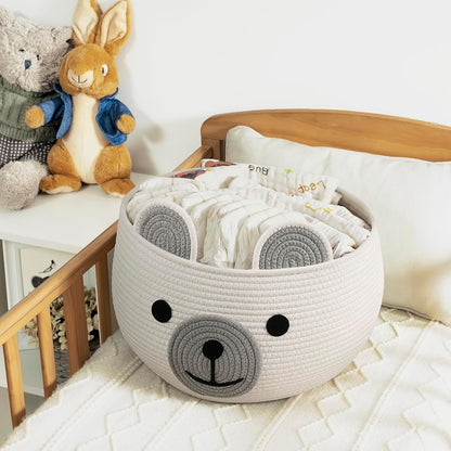 Baby Basket for Gifts Empty, Cute Bear Design, Light Brown