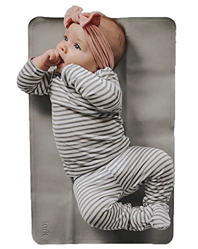 Vegan Leather Baby Changing Mat - Waterproof Wipeable Portable Diaper Pad - Foldable for Travel (14 x 22 in) - Brown