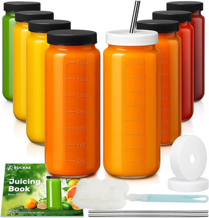 20oz Ribbed Glass Tumbler with Lids and Straws – 2 Pack Leak Proof Iced Coffee Cup– Aesthetic Glass Cups with Bamboo Lids for Home,Office,Travel and Gifts (2, Transparent)
