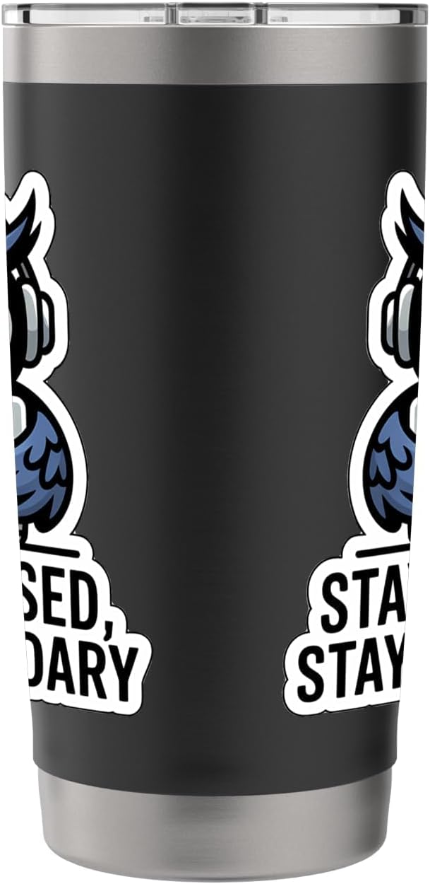 STAY FOCUSED, STAY LEGENDARY Digital Nomad Remote Work Owl Stainless Steel Insulated Tumbler