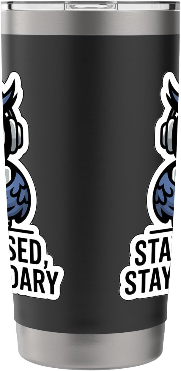 STAY FOCUSED, STAY LEGENDARY Digital Nomad Remote Work Owl Stainless Steel Insulated Tumbler