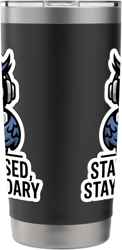 STAY FOCUSED, STAY LEGENDARY Digital Nomad Remote Work Owl Stainless Steel Insulated Tumbler