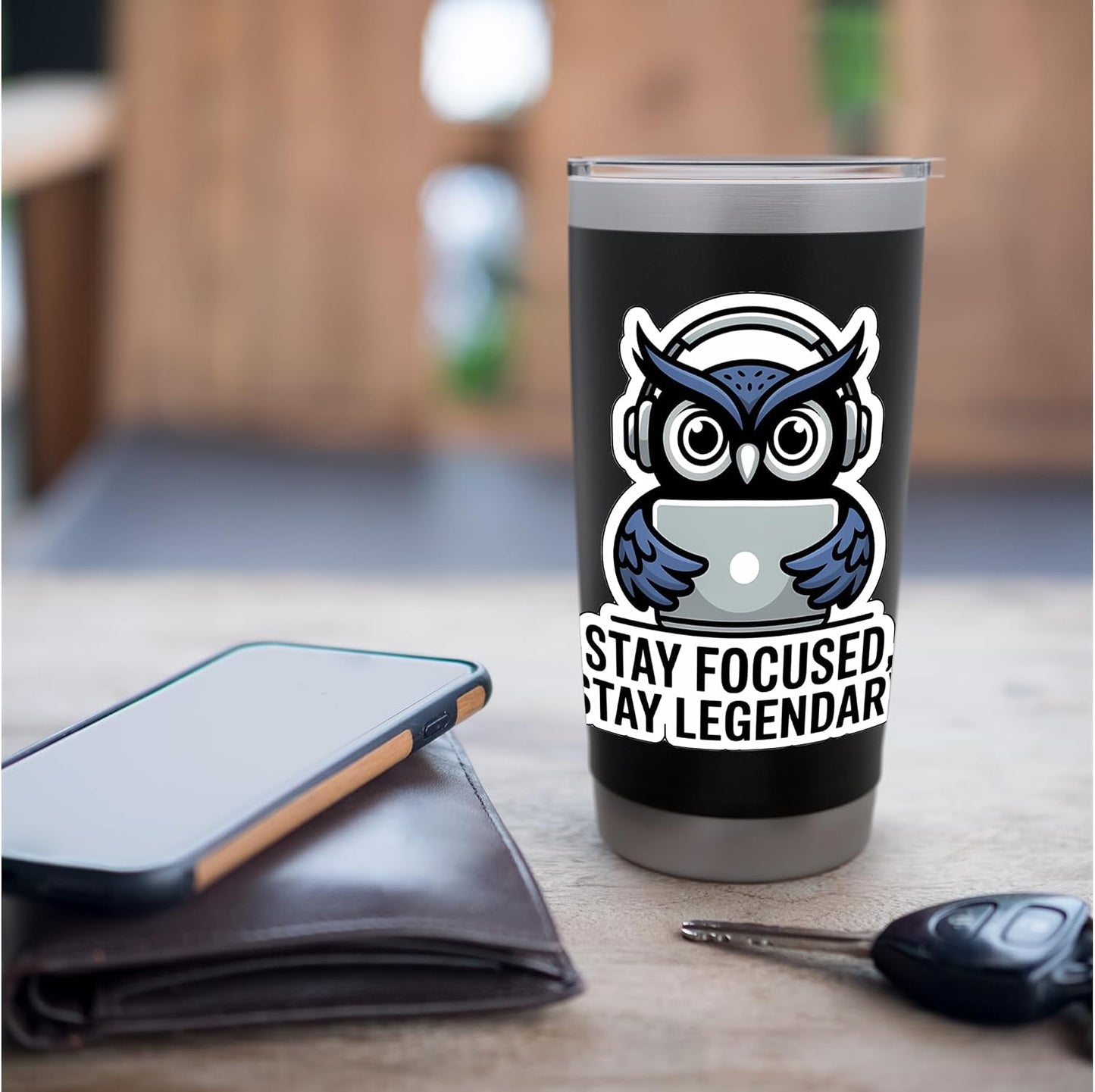 STAY FOCUSED, STAY LEGENDARY Digital Nomad Remote Work Owl Stainless Steel Insulated Tumbler