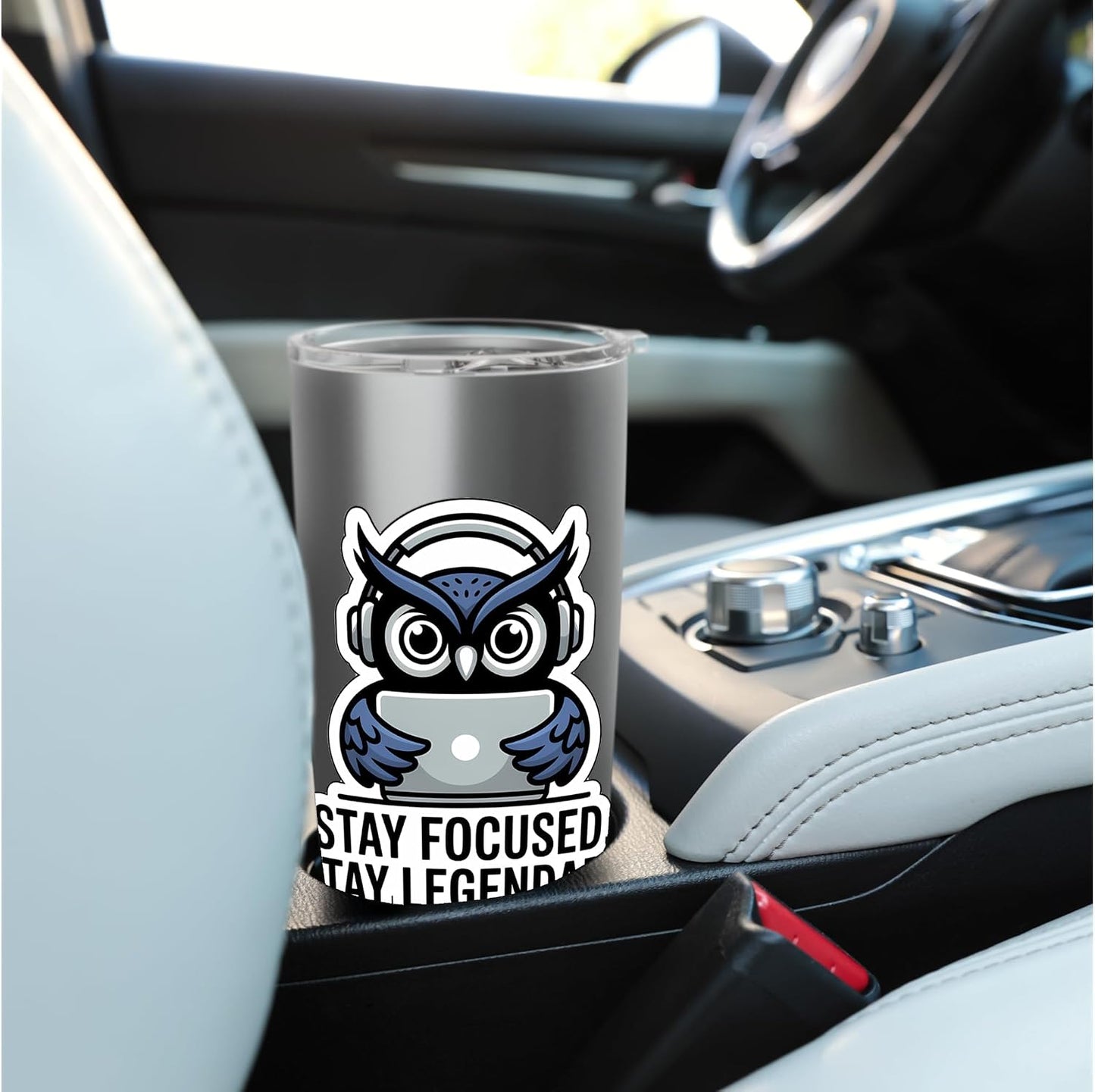 STAY FOCUSED, STAY LEGENDARY Digital Nomad Remote Work Owl Stainless Steel Insulated Tumbler