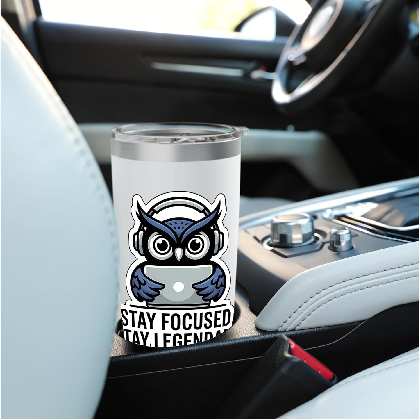 STAY FOCUSED, STAY LEGENDARY Digital Nomad Remote Work Owl Stainless Steel Insulated Tumbler