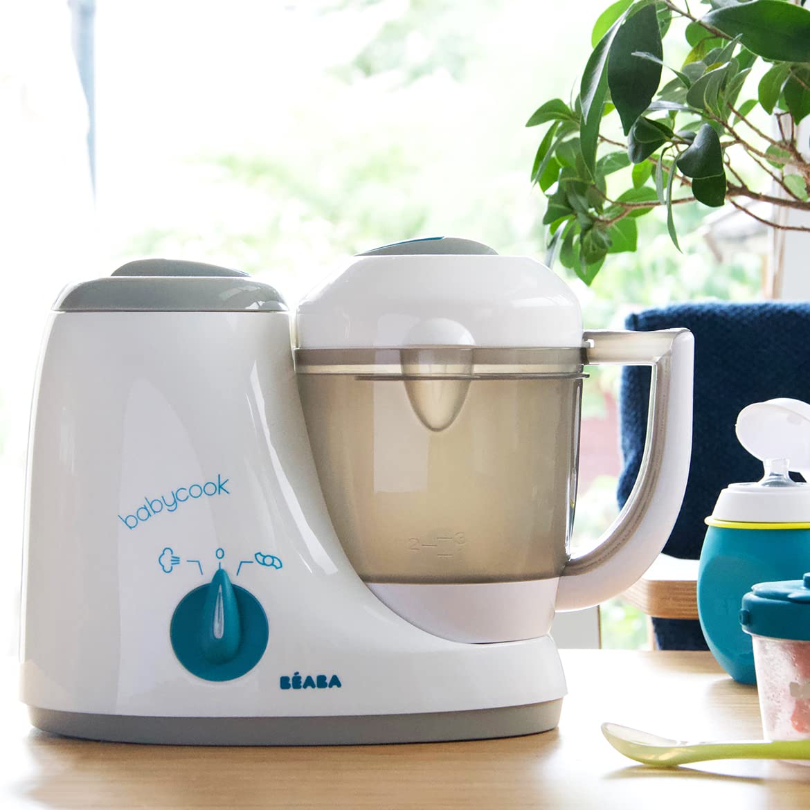 BEABA Babycook Original, 5-in-1 Baby Food Maker: Steam Cook, Blend, Reheat, Defrost, Strerilize. Large 27 oz capacity, The Global Leader in Baby Food Processors