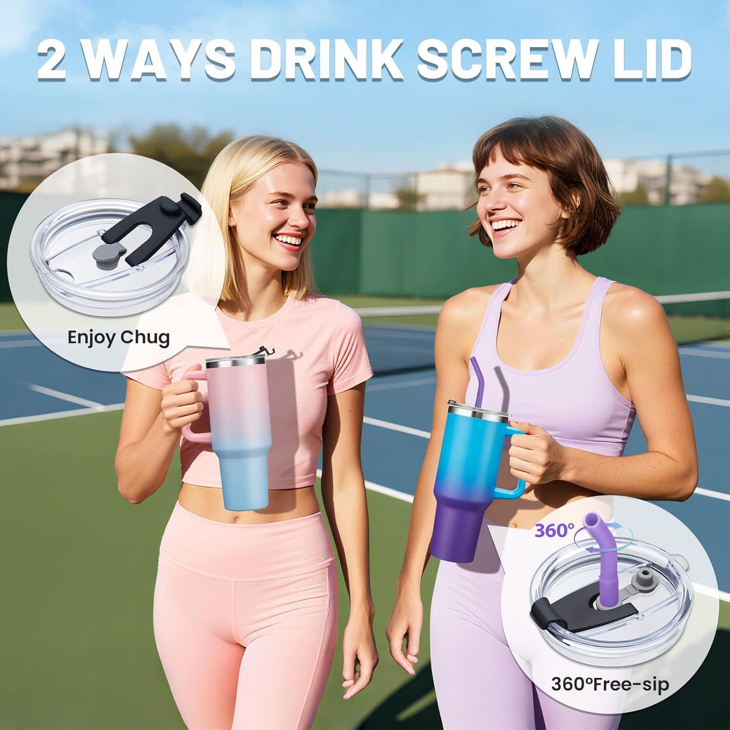 40 oz Stainless Steel Vacuum Insulated Tumbler with Lid and Straw for Water, Iced Tea or Coffee, Spill Proof Water Bottle with Handle, Leak Resistant Travel Mug Car Cupholder Friendly