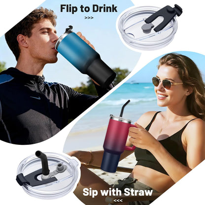 40 oz Stainless Steel Vacuum Insulated Tumbler with Lid and Straw for Water, Iced Tea or Coffee, Spill Proof Water Bottle with Handle, Leak Resistant Travel Mug Car Cupholder Friendly