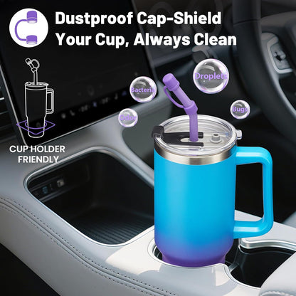 40 oz Stainless Steel Vacuum Insulated Tumbler with Lid and Straw for Water, Iced Tea or Coffee, Spill Proof Water Bottle with Handle, Leak Resistant Travel Mug Car Cupholder Friendly
