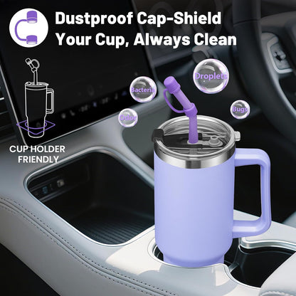 40 oz Stainless Steel Vacuum Insulated Tumbler with Lid and Straw for Water, Iced Tea or Coffee, Spill Proof Water Bottle with Handle, Leak Resistant Travel Mug Car Cupholder Friendly