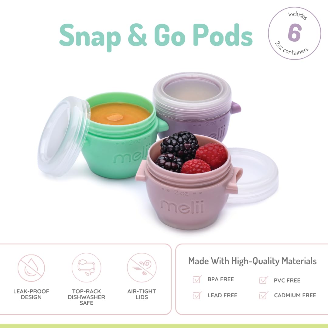 Snap & Go Baby Food Storage Containers | 8 Pack 4 oz, Stackable Freezer Containers with Airtight Lids, BPA-Free, Microwave Safe, Reusable Snack Cups for Meal Prep & On-the-Go