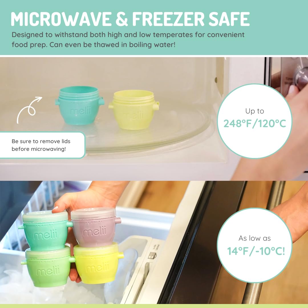 Snap & Go Baby Food Storage Containers | 8 Pack 4 oz, Stackable Freezer Containers with Airtight Lids, BPA-Free, Microwave Safe, Reusable Snack Cups for Meal Prep & On-the-Go
