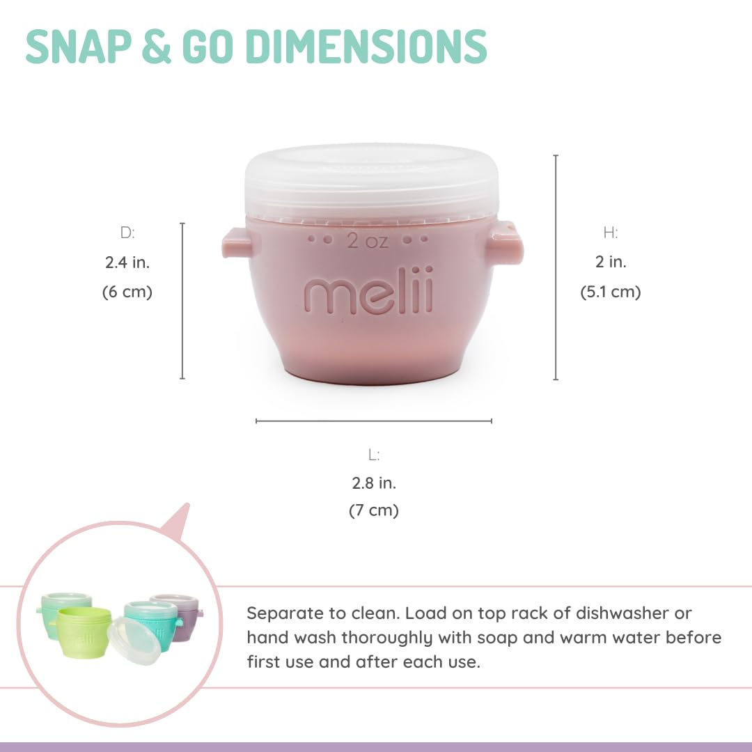 Snap & Go Baby Food Storage Containers | 8 Pack 4 oz, Stackable Freezer Containers with Airtight Lids, BPA-Free, Microwave Safe, Reusable Snack Cups for Meal Prep & On-the-Go