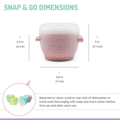 Snap & Go Baby Food Storage Containers | 8 Pack 4 oz, Stackable Freezer Containers with Airtight Lids, BPA-Free, Microwave Safe, Reusable Snack Cups for Meal Prep & On-the-Go