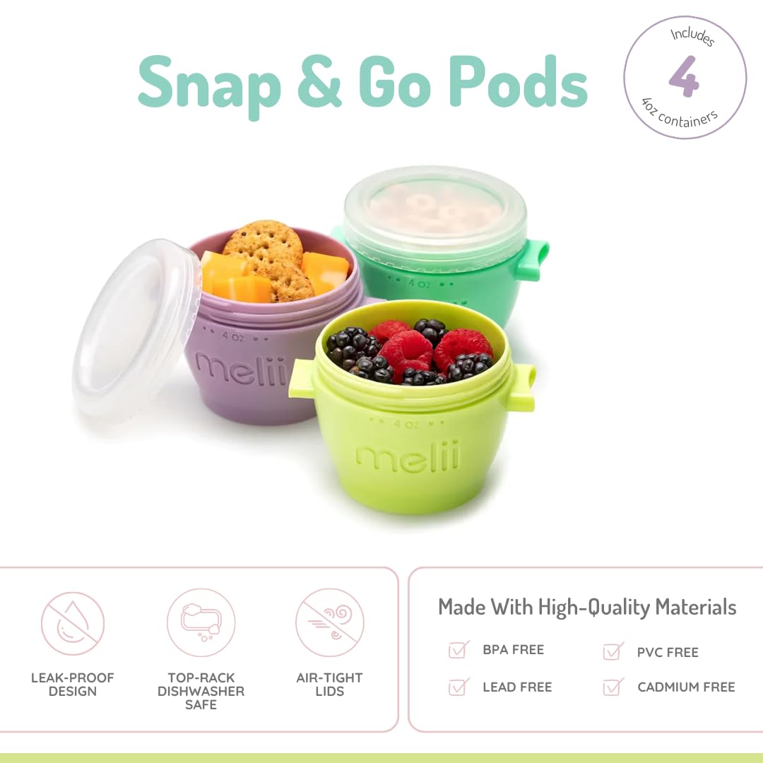 Snap & Go Baby Food Storage Containers | 8 Pack 4 oz, Stackable Freezer Containers with Airtight Lids, BPA-Free, Microwave Safe, Reusable Snack Cups for Meal Prep & On-the-Go