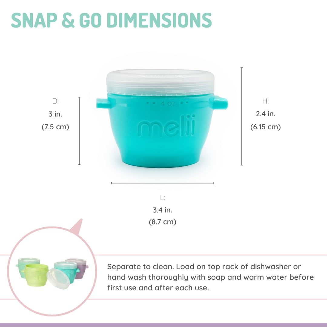 Snap & Go Baby Food Storage Containers | 8 Pack 4 oz, Stackable Freezer Containers with Airtight Lids, BPA-Free, Microwave Safe, Reusable Snack Cups for Meal Prep & On-the-Go
