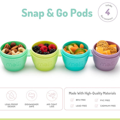 Snap & Go Baby Food Storage Containers | 8 Pack 4 oz, Stackable Freezer Containers with Airtight Lids, BPA-Free, Microwave Safe, Reusable Snack Cups for Meal Prep & On-the-Go