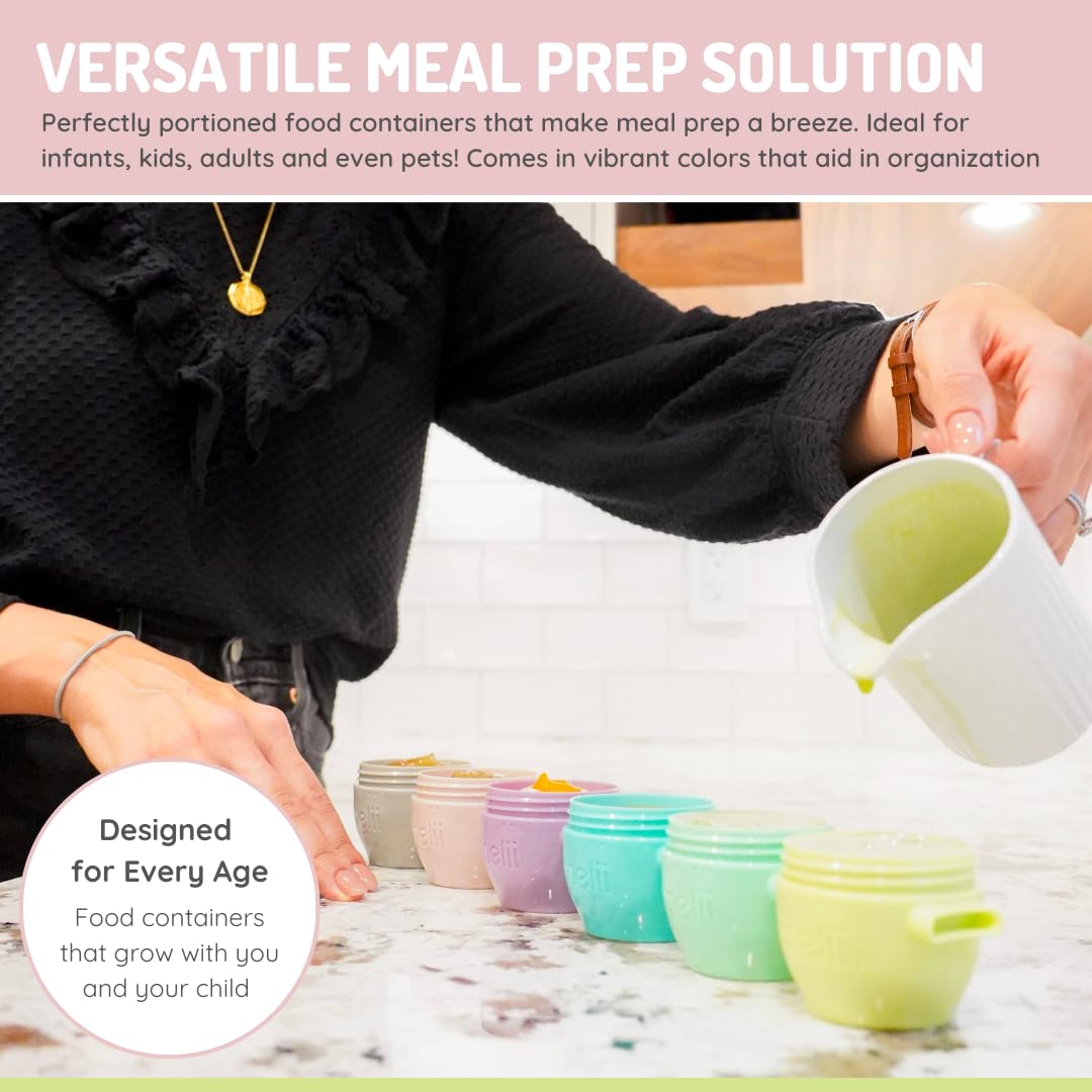 Snap & Go Baby Food Storage Containers | 8 Pack 4 oz, Stackable Freezer Containers with Airtight Lids, BPA-Free, Microwave Safe, Reusable Snack Cups for Meal Prep & On-the-Go