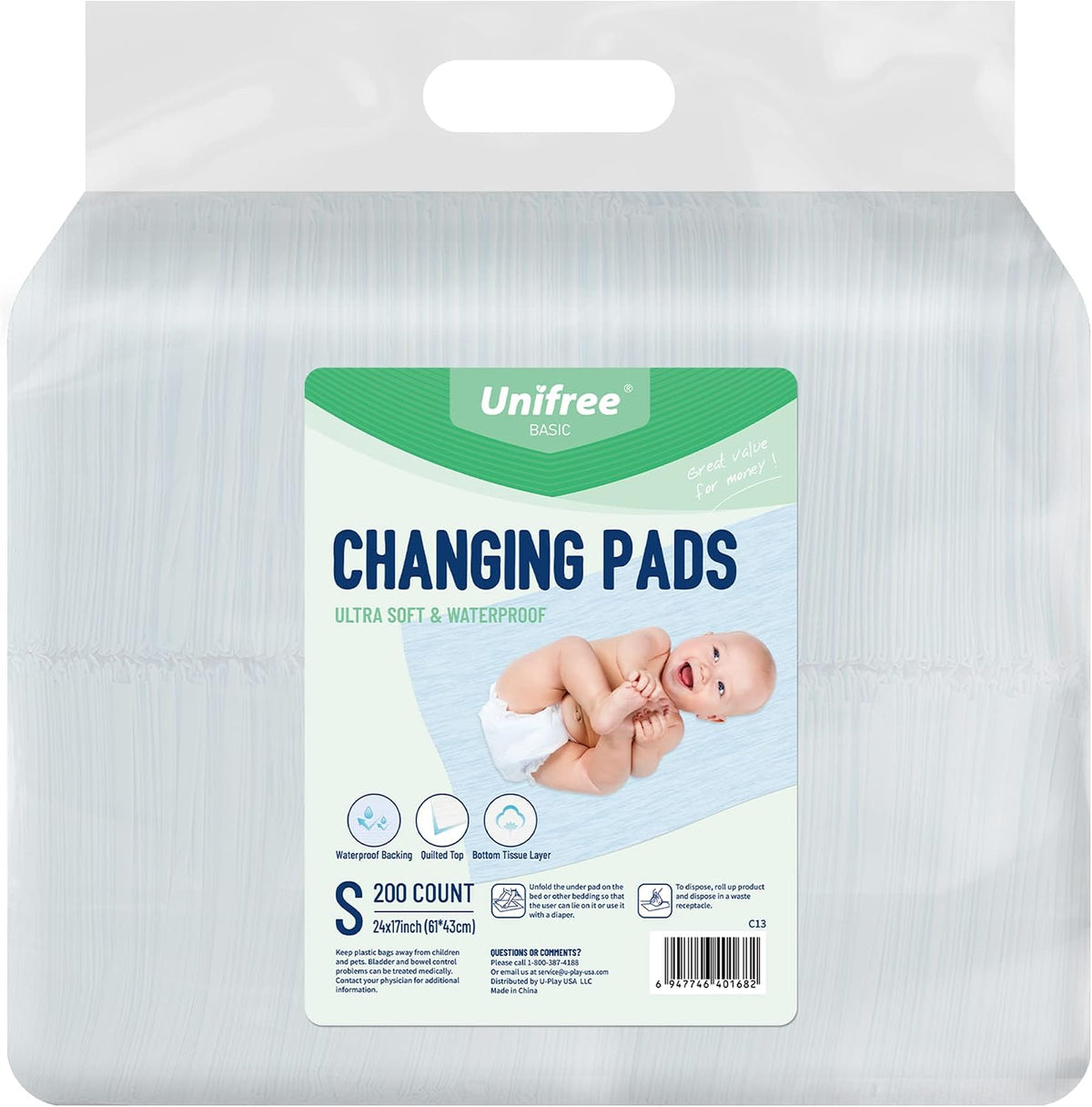 Portable Changing Pads, Under Pads, Bed Pads, Ultra Soft, Waterproof, Quite Competitively Price, 17x24inch, 200 Count