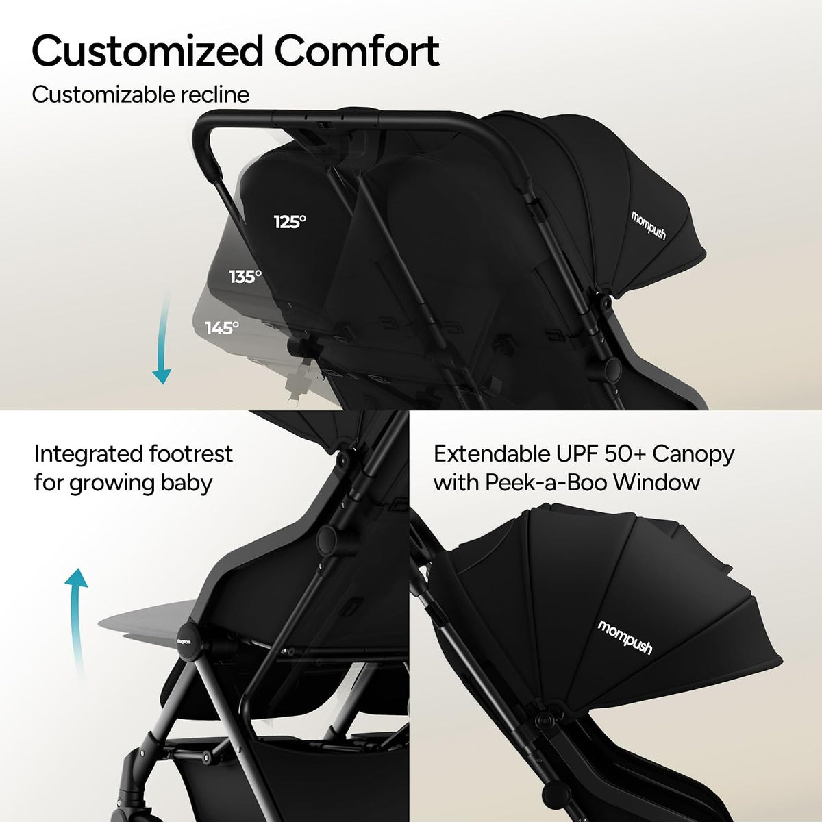 Lithe Double Stroller, Lightweight Side by Side, Infant & Toddler
