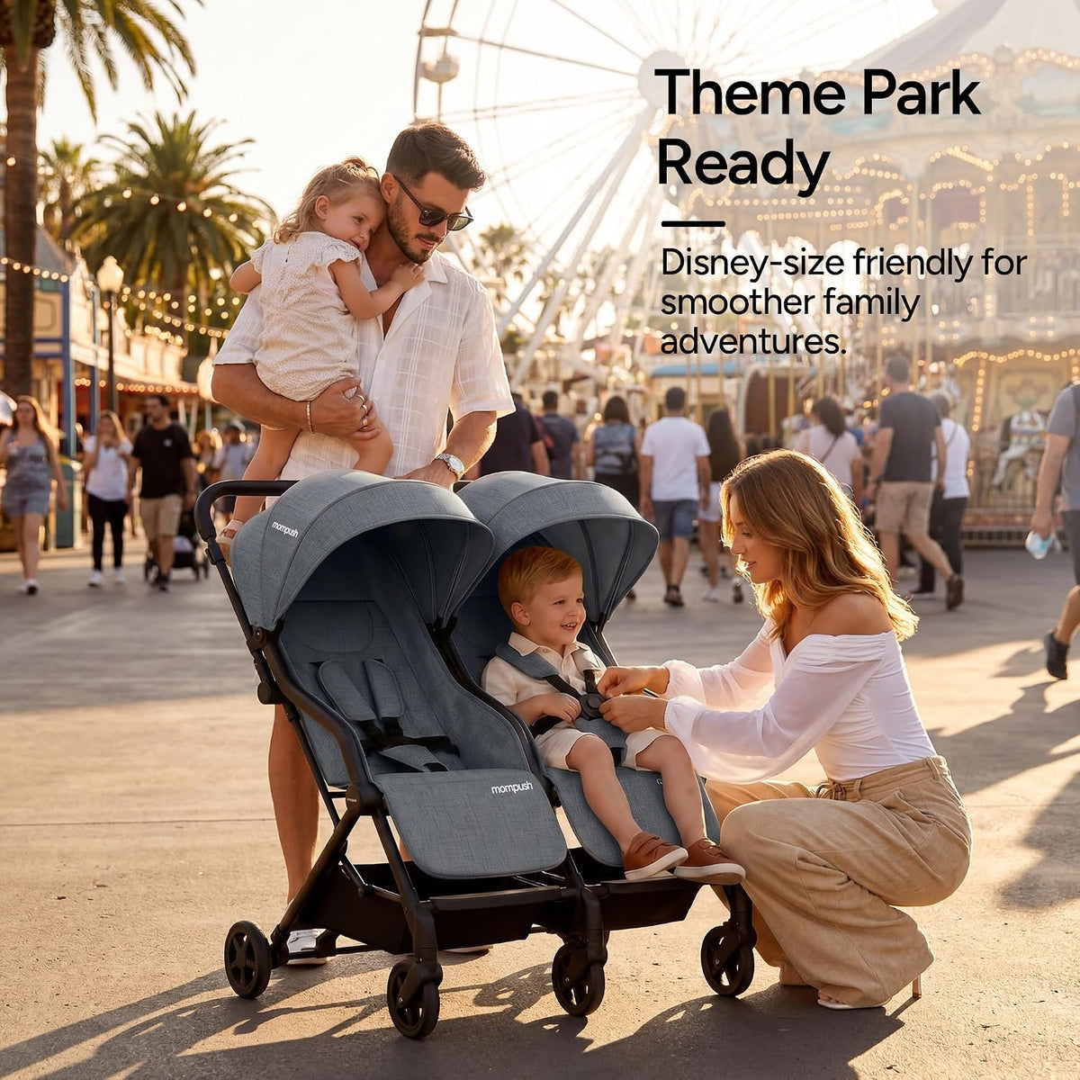 Lithe Double Stroller, Lightweight Side by Side, Infant & Toddler