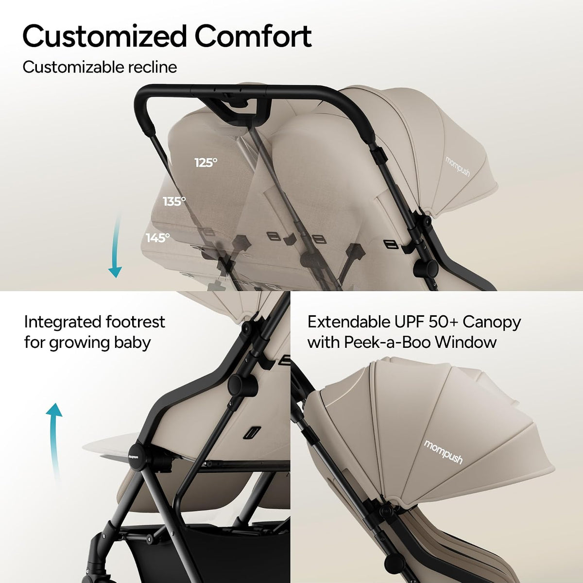 Lithe Double Stroller, Lightweight Side by Side, Infant & Toddler