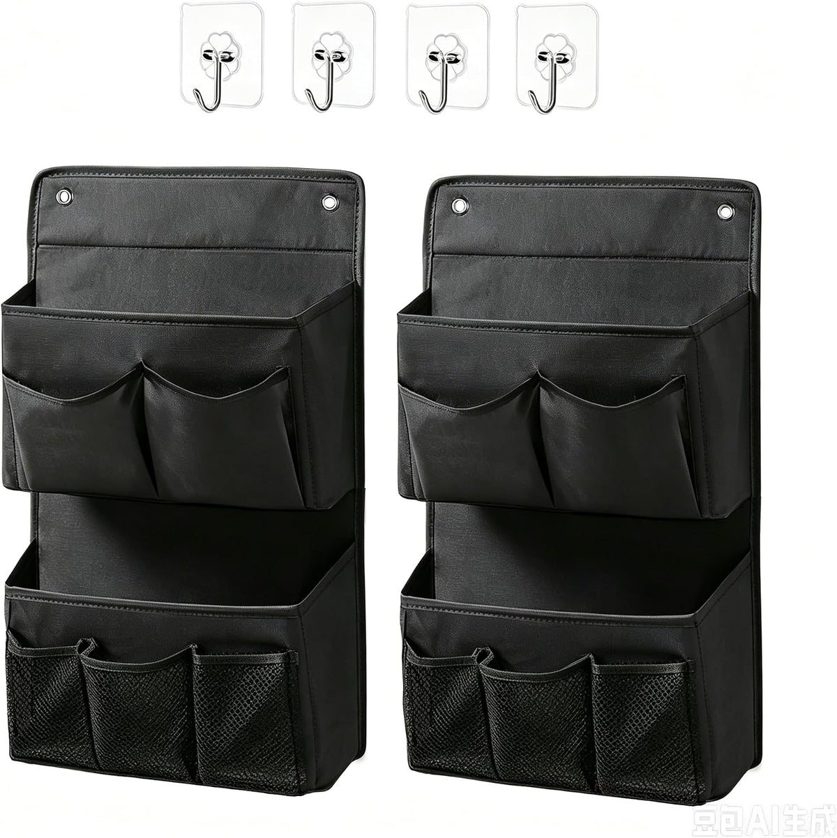 Wall Hanging Organizer – Over the Door Storage & Behind Door Organizer for Dormitory, Bathroom, Bedroom, Kitchen, Nursery, Space-Saving (Black)