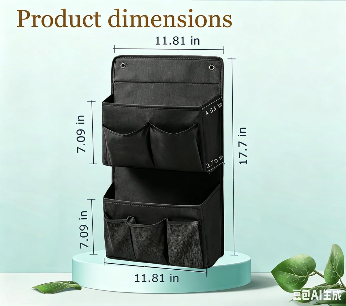Wall Hanging Organizer – Over the Door Storage & Behind Door Organizer for Dormitory, Bathroom, Bedroom, Kitchen, Nursery, Space-Saving (Black)