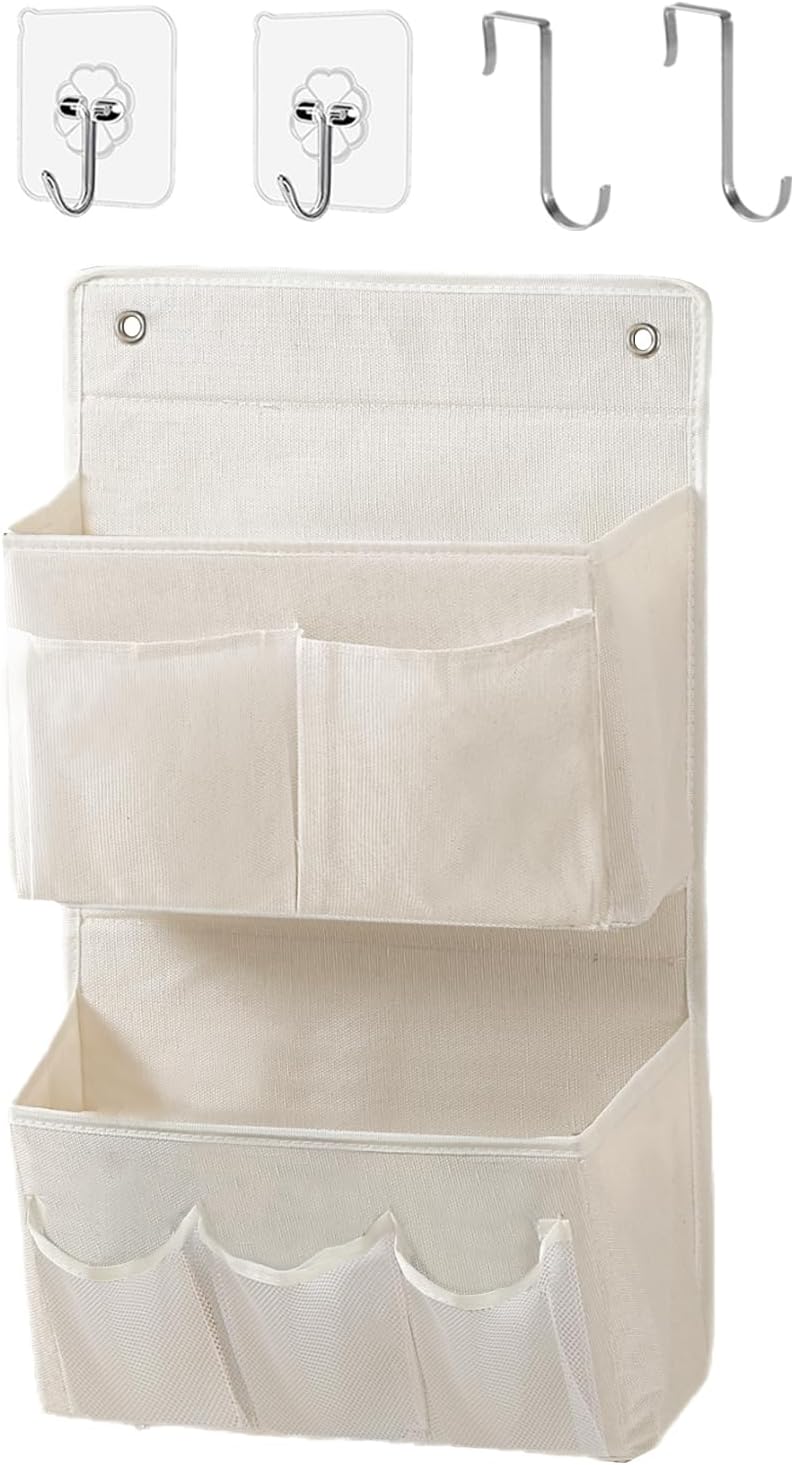 Wall Hanging Organizer – Over the Door Storage & Behind Door Organizer for Dormitory, Bathroom, Bedroom, Kitchen, Nursery, Space-Saving (Black)