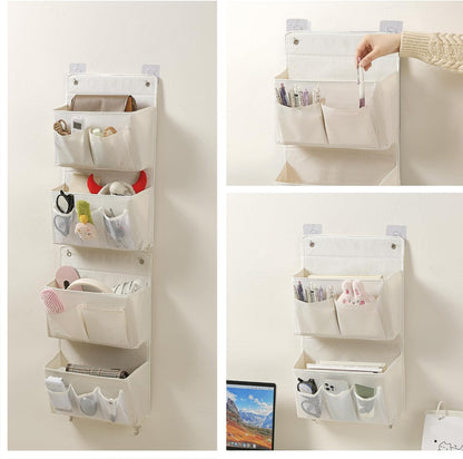 Wall Hanging Organizer – Over the Door Storage & Behind Door Organizer for Dormitory, Bathroom, Bedroom, Kitchen, Nursery, Space-Saving (Black)