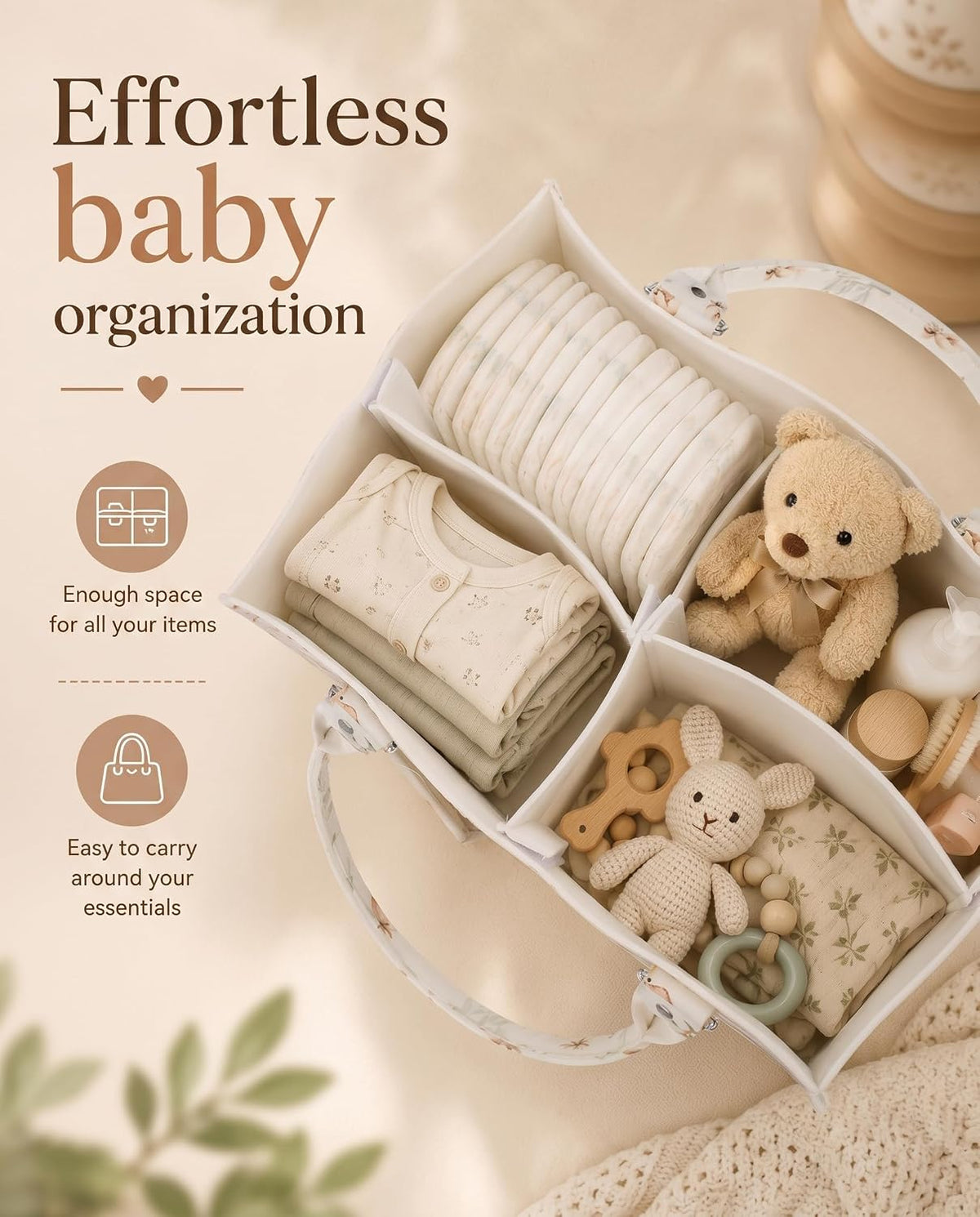 Baby Diaper Caddy Organizer for Diapers and Newborn Essentials