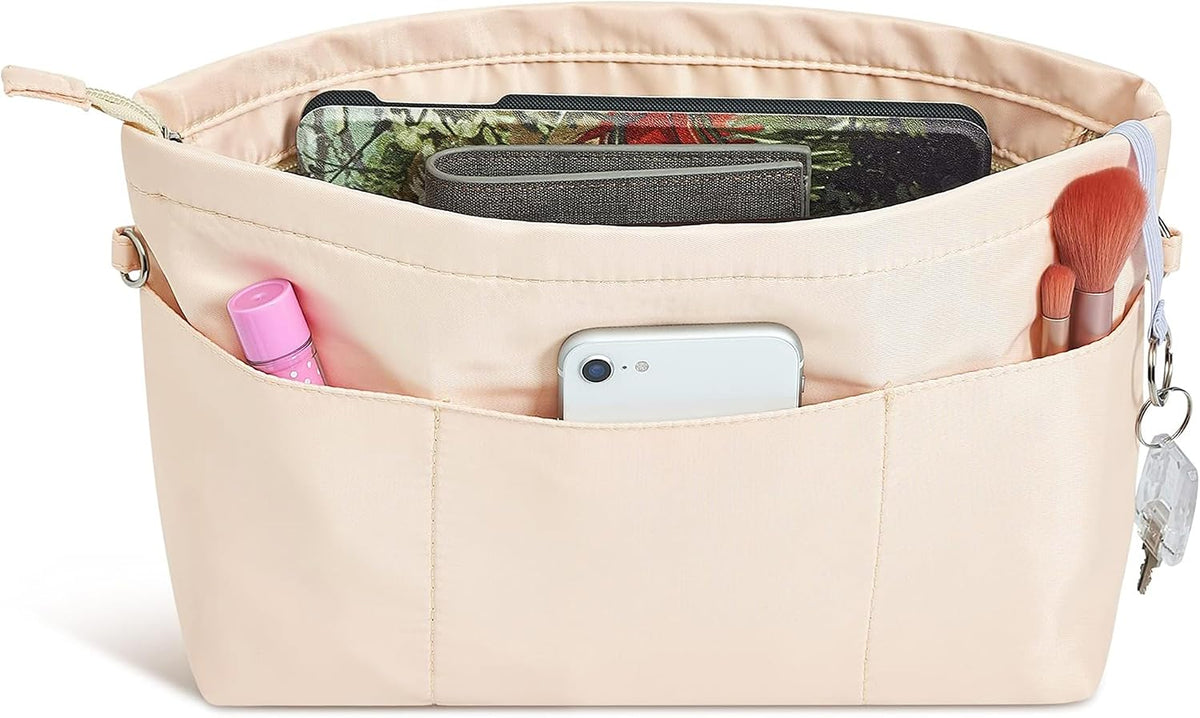 Premium Nylon Purse Organizer Tote Handbag Insert Organizers Bag in Bag Zipper 13 Pockets 5 Sizes