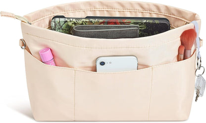 Premium Nylon Purse Organizer Tote Handbag Insert Organizers Bag in Bag Zipper 13 Pockets 5 Sizes