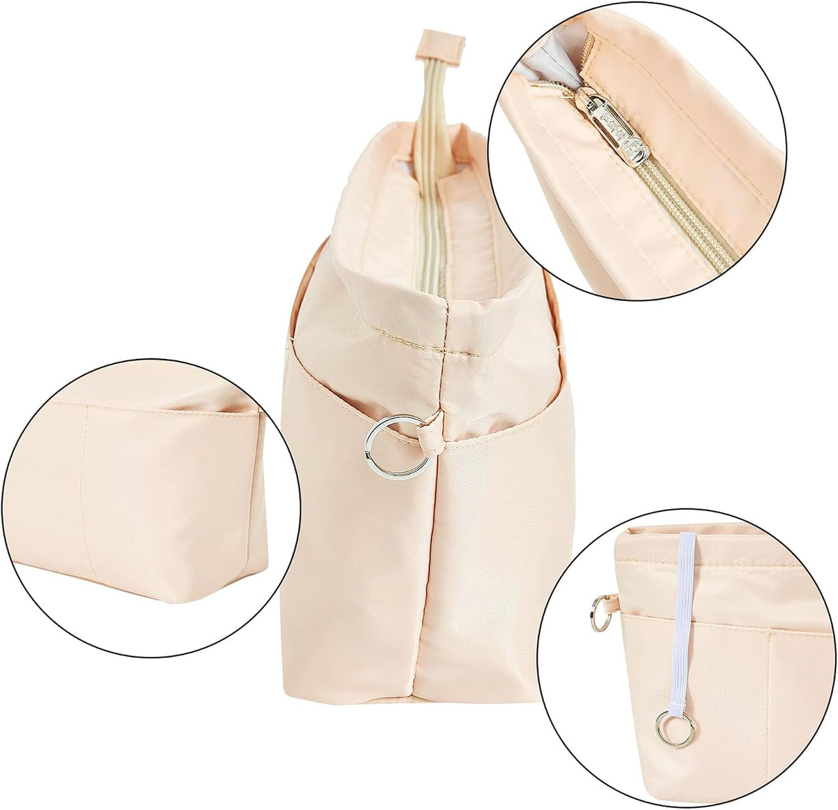 Premium Nylon Purse Organizer Tote Handbag Insert Organizers Bag in Bag Zipper 13 Pockets 5 Sizes