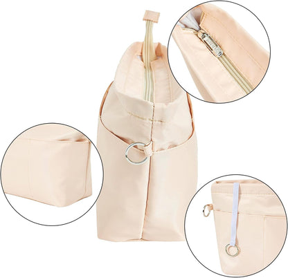 Premium Nylon Purse Organizer Tote Handbag Insert Organizers Bag in Bag Zipper 13 Pockets 5 Sizes