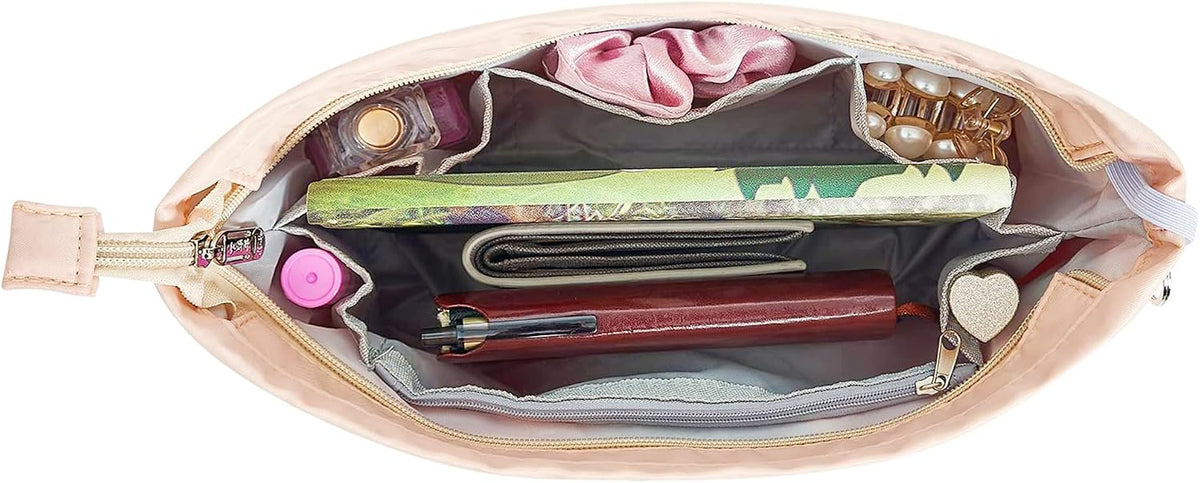 Premium Nylon Purse Organizer Tote Handbag Insert Organizers Bag in Bag Zipper 13 Pockets 5 Sizes